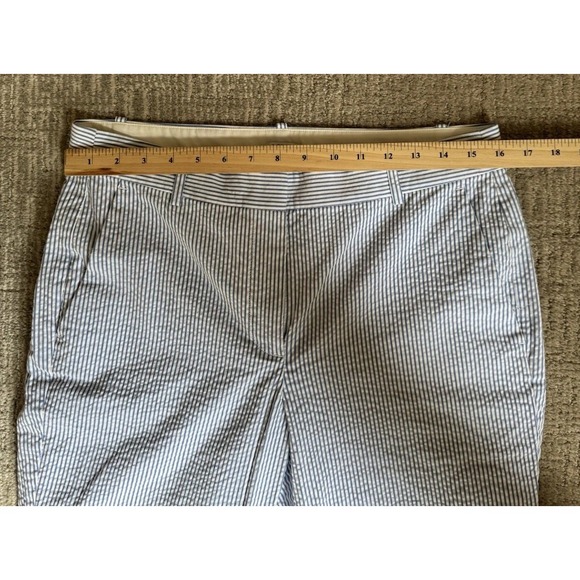 J Crew Seersucker Pants Womens Size 8 Blue White Stripe Stretch Cotton Beachy - Picture 3 of 9